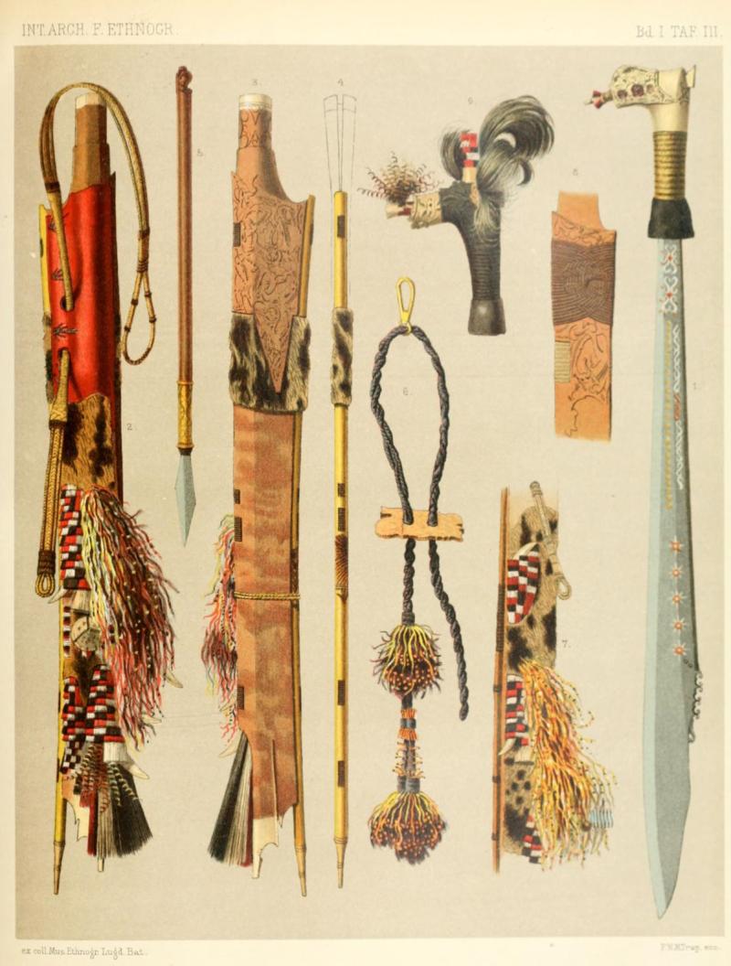 A Dyak Of Borneo, Tribesman's Mandau. A Tribal Head Hunter's Sword, From Kalimantan Island