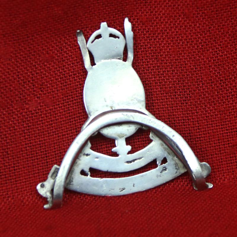 A Most Scarce Edwardian Hampshire Yeomanry Carabiniers Regimental Silver Place Badge With 'Battle Honour' Scroll, South Africa 1900-1901