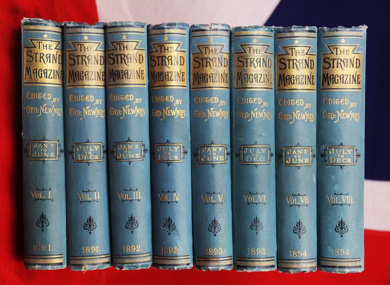 What A Fantastic Gift For A Sherlock Holmes Devotee! First Editions In Book Form. A Beautiful and Rare Set Of The Original 8 Book Bindings, 'The Strand Magazine', That Famously Contains the First Bound Volumes of Sherlock Holmes Adventures