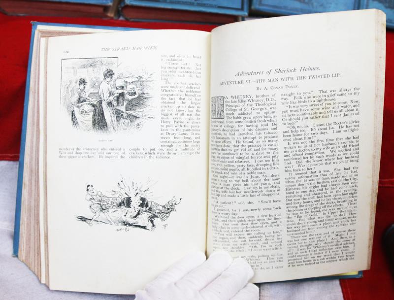 What A Fantastic Gift For A Sherlock Holmes Devotee! First Editions In Book Form. A Beautiful and Rare Set Of The Original 8 Book Bindings, 'The Strand Magazine', That Famously Contains the First Bound Volumes of Sherlock Holmes Adventures