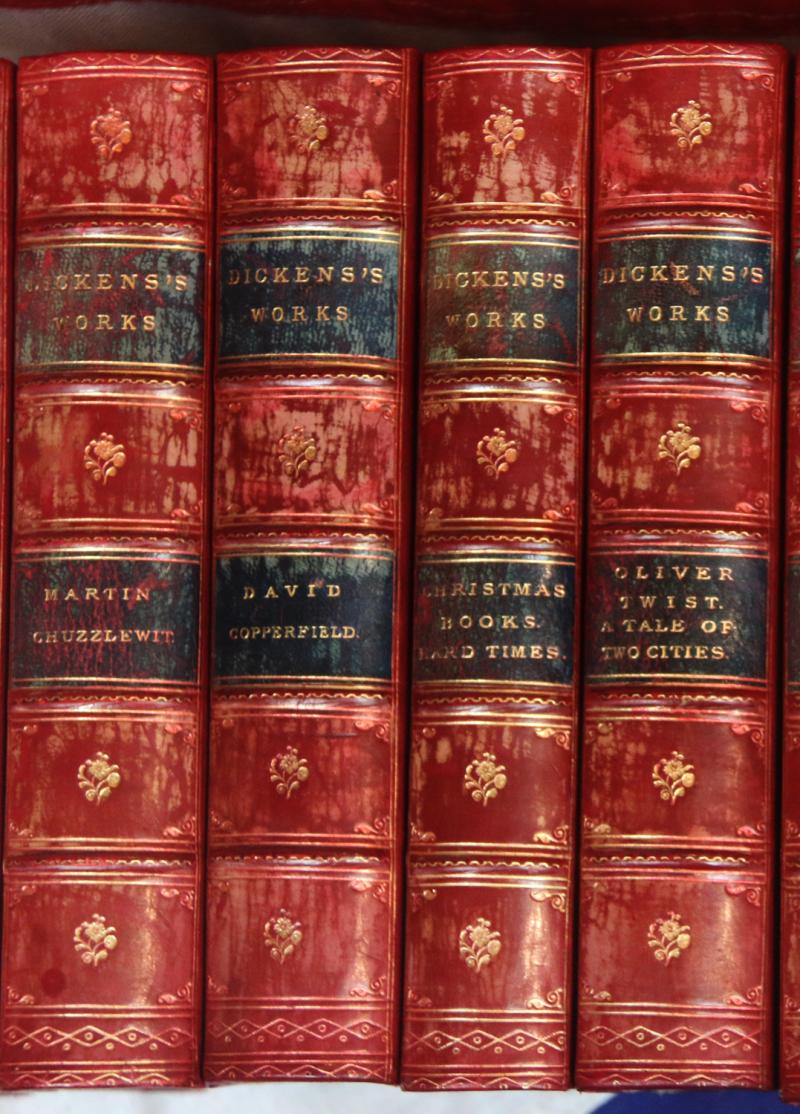 A Fabulous Victorian Set of 24 of Charles Dickens Works, Superbly Bound In 17 Volumes By Chapman And Hall