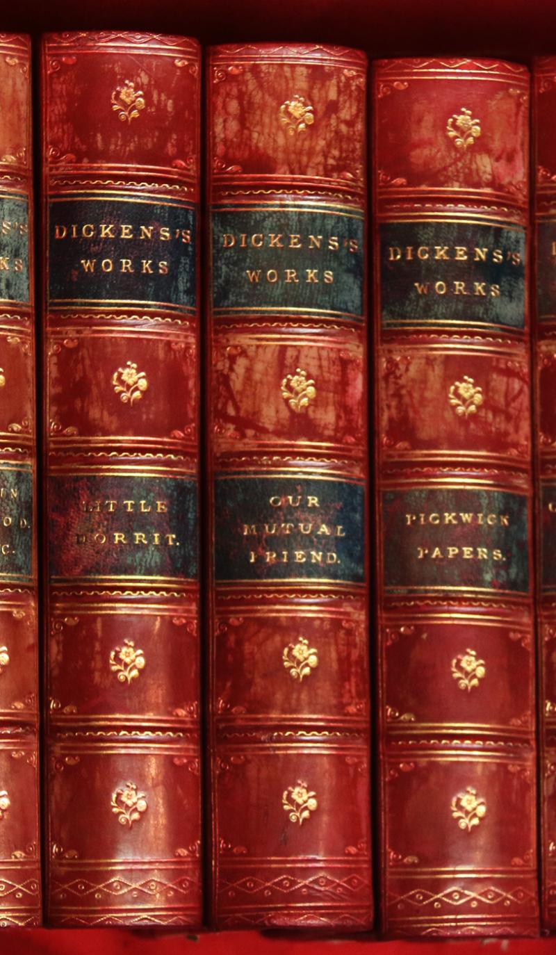 A Fabulous Victorian Set of 24 of Charles Dickens Works, Superbly Bound In 17 Volumes By Chapman And Hall