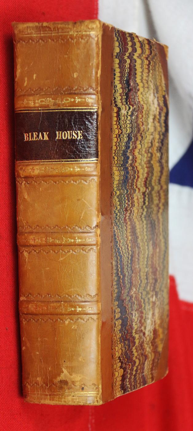 A 1st Edition, Ist Impression Charles Dickens Bleak House Printed 1853 Leather Bound in Light Brown Calf and Black Title With Gilding & Marbled End Boards