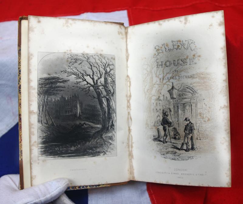 A 1st Edition, Ist Impression Charles Dickens Bleak House Printed 1853 Leather Bound in Light Brown Calf and Black Title With Gilding & Marbled End Boards