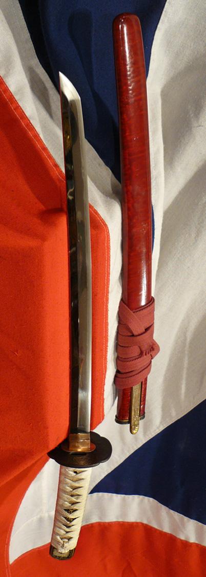 A Simply Stunning Japanese Koto Period Wakazashi Bound In Imperial White & Devil Red Urushi Lacquer From The Time of The Battle of Sekigahara, The End of the Sengoku.