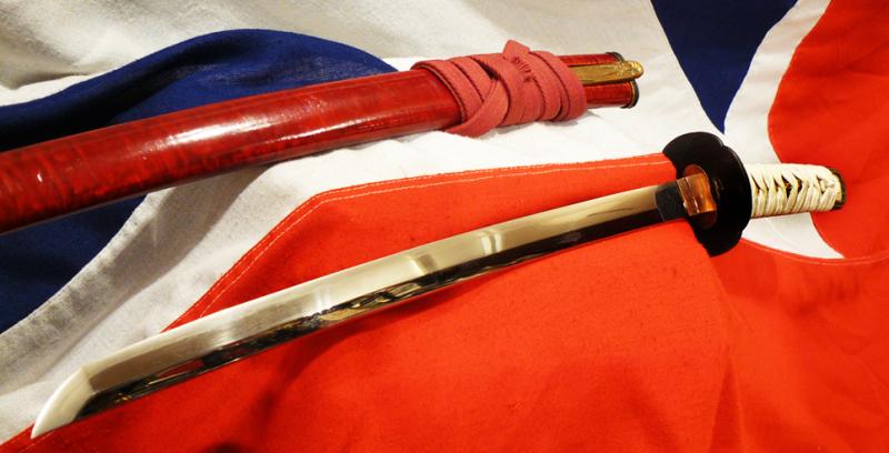 A Simply Stunning Japanese Koto Period Wakazashi Bound In Imperial White & Devil Red Urushi Lacquer From The Time of The Battle of Sekigahara, The End of the Sengoku.