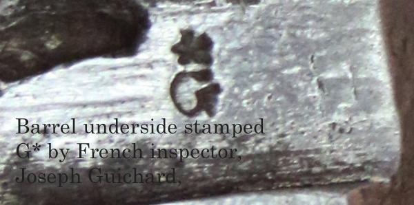 Most Scarce French Marine Flintlock M.1786 / An.IX 1800's Carbine. A French Sea Service Carbine of the Napoleonic Ships of the Line. Battle of Trafalgar Service Period. Made Circa 1803-4 Inspected by Joseph Guichard Napoleonic Inpector of Arms St Etienne