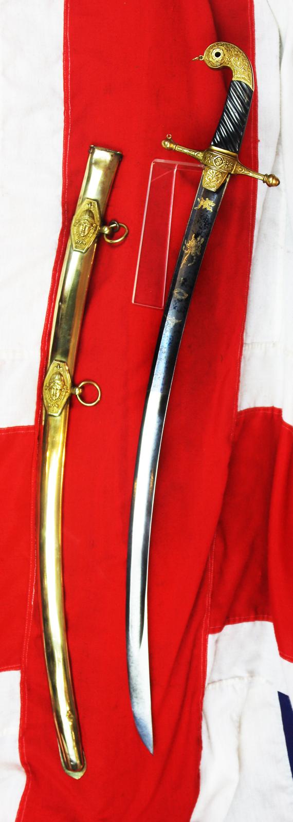 A Sublime Napoleonic Ist Empire French Superior Officer’s Blue & Gilt Officer’s Sword in the Mameluke Style, With Finest Deluxe Grade Chiselled Decor. We Always Try Our Utmost To Offer The Finest or Most Intriguing Pieces We Can From History