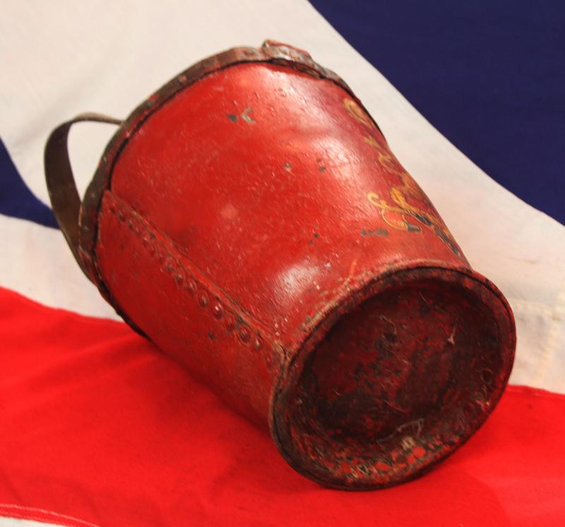 Most Attractive, Antique, 19th Century Fire Bucket Decorated in Scarlet Red Livery, with Royal Crest. Such A Colour Is Synonymous With Britain. The Redcoats of the Royal Guard, The Red Pillar Boxes, Even Red Telephone Boxes & Once, The Entire British Army
