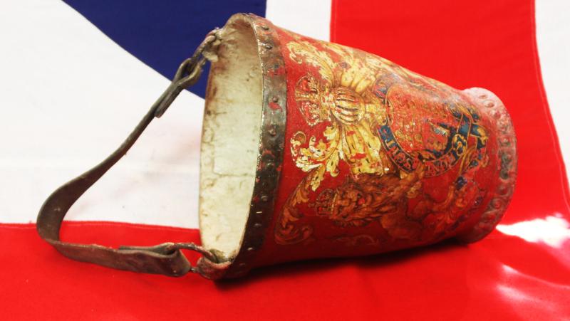 Most Attractive, Antique, 19th Century Fire Bucket Decorated in Scarlet Red Livery, with Royal Crest. Such A Colour Is Synonymous With Britain. The Redcoats of the Royal Guard, The Red Pillar Boxes, Even Red Telephone Boxes & Once, The Entire British Army