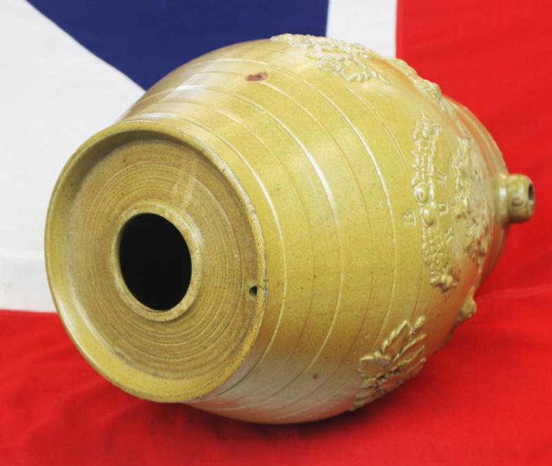 A Supurb Trafalger Period Navy Rum, Stoneware Ceramic Rum Barrel, with King George IIIrd Royal Crest And Lions, & 'Fore and Aft' Barrel Tap Apertures