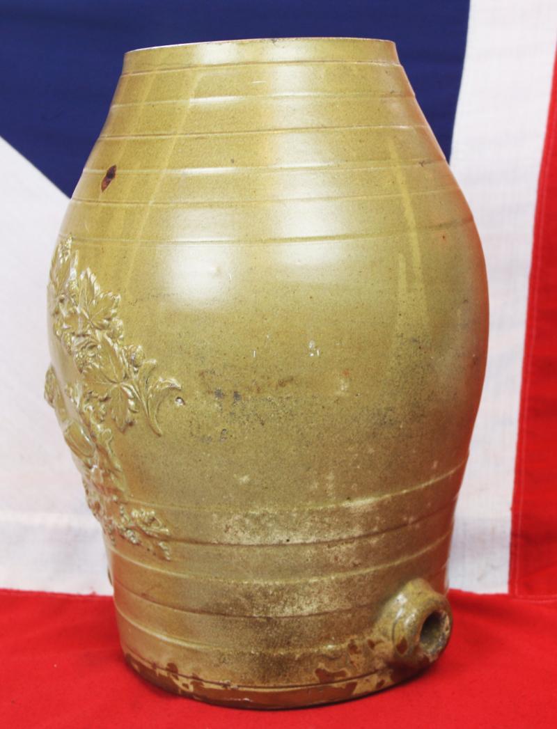 A Supurb Trafalger Period Navy Rum, Stoneware Ceramic Rum Barrel, with King George IIIrd Royal Crest And Lions, & 'Fore and Aft' Barrel Tap Apertures