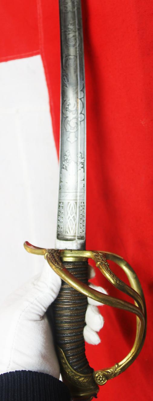 A Fabulous & Rare US Civil War General's Sabre With Its Original Civil War General Officer's Pattern 'Acorn' Sword Knot, & Steel Combat Scabbard. Superb Deluxe Etched Blade