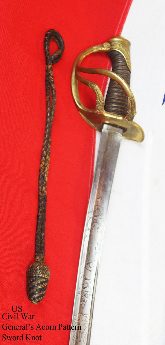A Fabulous & Rare US Civil War General's Sabre With Its Original Civil War General Officer's Pattern 'Acorn' Sword Knot, & Steel Combat Scabbard. Superb Deluxe Etched Blade