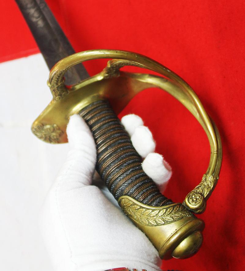 A Fabulous & Rare US Civil War General's Sabre With Its Original Civil War General Officer's Pattern 'Acorn' Sword Knot, & Steel Combat Scabbard. Superb Deluxe Etched Blade