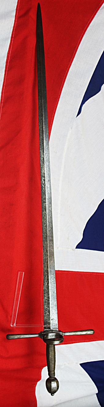 A Very Fine Antique Longsword, Likely German, 16th-17th Century Style, With Double Edged Graduating Diamond Shaped Blade, Bearing Armourers Mark, Crossguard With Single Oval Side Ring