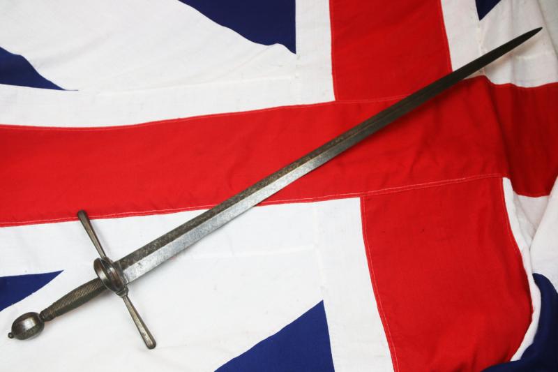 A Very Fine Antique Longsword, Likely German, 16th-17th Century Style, With Double Edged Graduating Diamond Shaped Blade, Bearing Armourers Mark, Crossguard With Single Oval Side Ring
