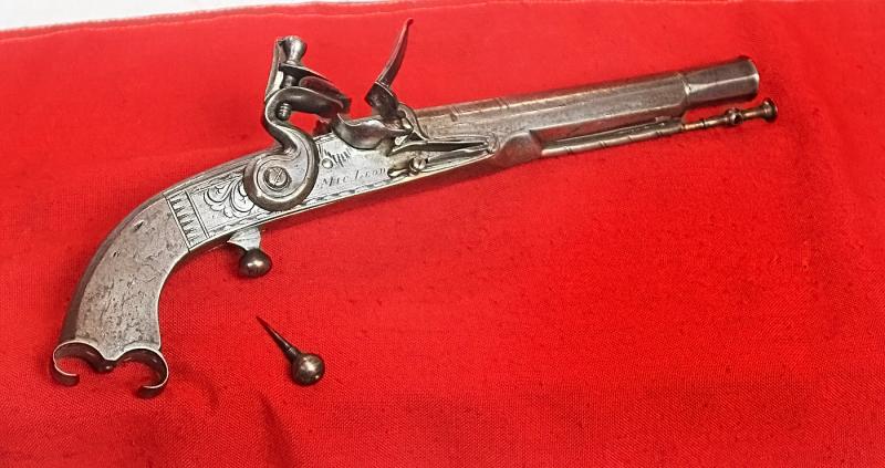 A Rare & Beautiful, Early 19th Century, Scottish Rams Horn Butt, All Steel, Highlander's Flintlock Pistol Made by Macleod. In Super Condition, With All The Features As to Be Expected For a Fine, Original, Highland Officer's Regimental Pistol