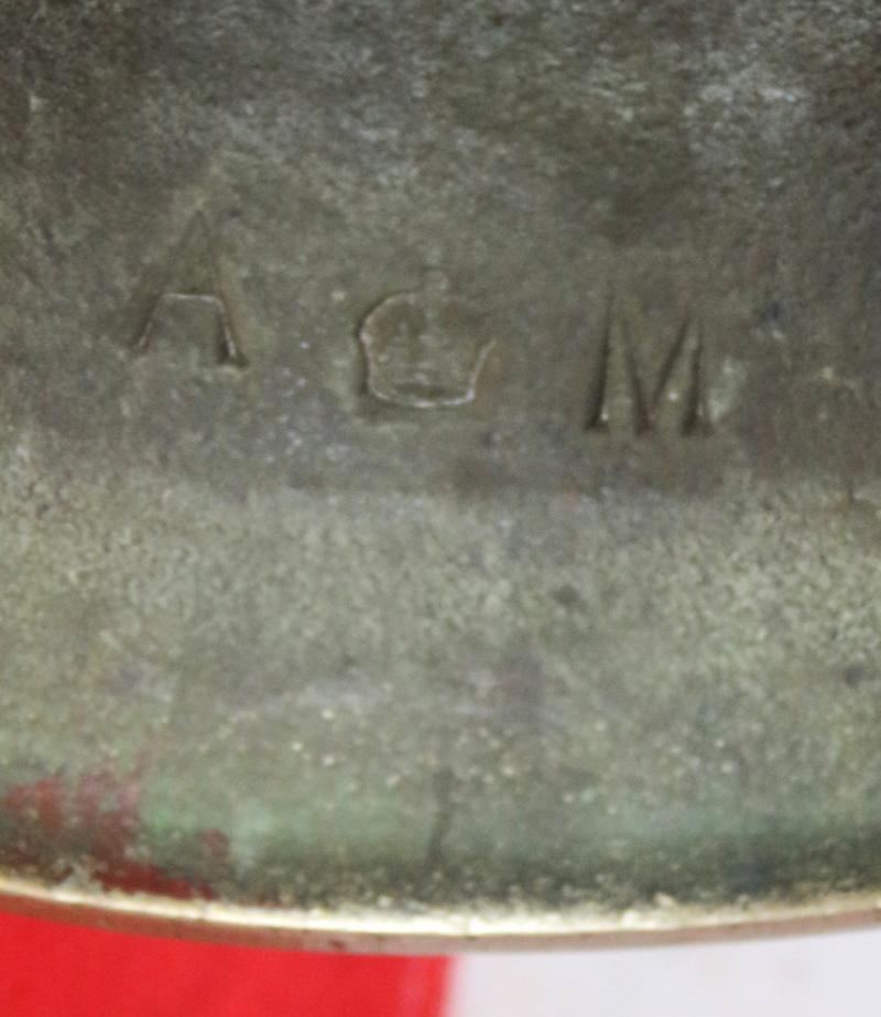 An Original and Superb WW2 RAF Air Ministry Issue 'Scramble Bell', Cast Bronze With Turned Hardwood Handle On A Brass Socket Mount With Brass Ball Top. Interior Bears The AM Crown Mark of the Air Ministry Contract