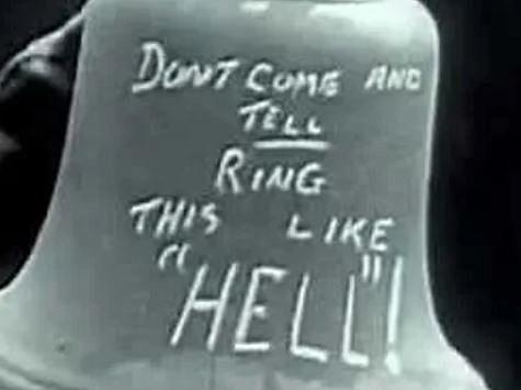 An Original and Superb WW2 RAF Air Ministry Issue 'Scramble Bell', Cast Bronze With Turned Hardwood Handle On A Brass Socket Mount With Brass Ball Top. Interior Bears The AM Crown Mark of the Air Ministry Contract