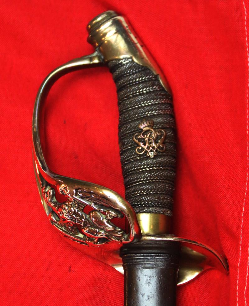 Very Fine Regimental Officer's Sword WW1 of the 5th Prussian Jäger Battalion (1st Silesian). Imperial Prussian Eagle Guard With Crest of Kaiser Willhelm IInd. Commanded By Crown Prince Wilhelm of Prussia the Heir of Kaiser Wilhelm IInd. Sword No 1