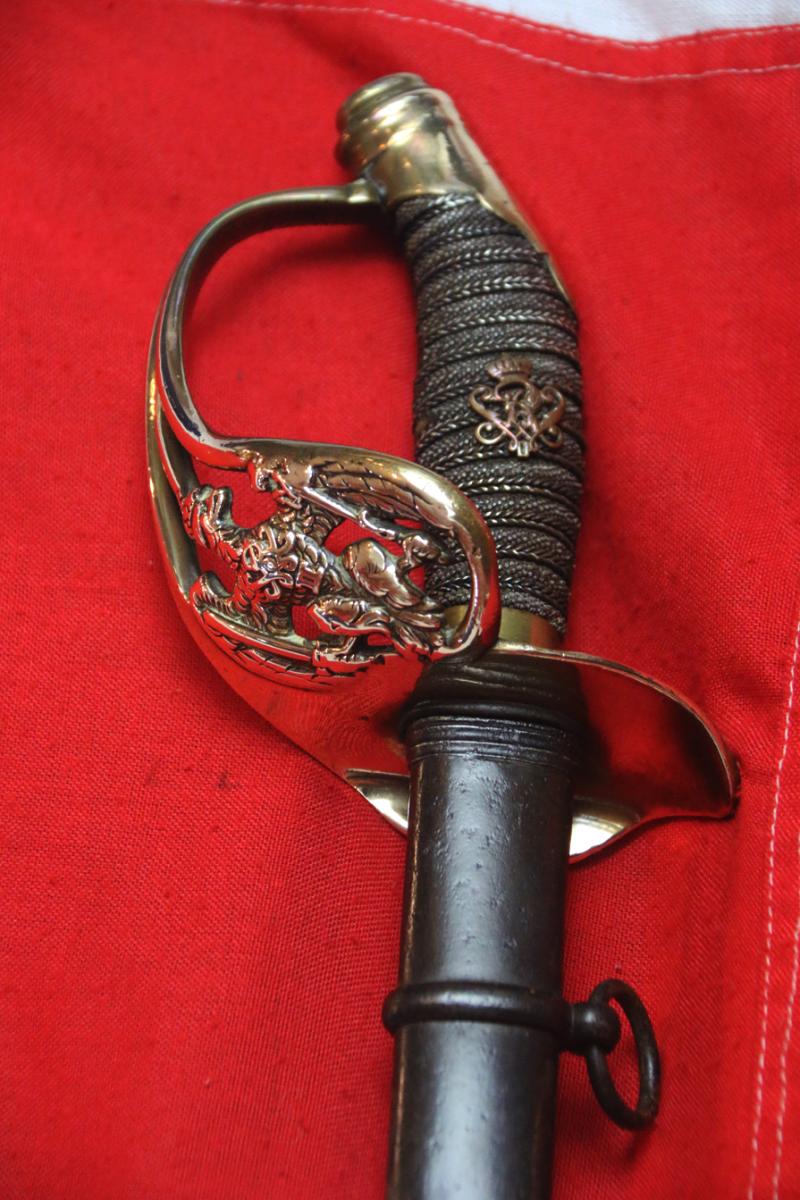 Very Fine Regimental Officer's Sword WW1 of the 5th Prussian Jäger Battalion (1st Silesian). Imperial Prussian Eagle Guard With Crest of Kaiser Willhelm IInd. Commanded By Crown Prince Wilhelm of Prussia the Heir of Kaiser Wilhelm IInd. Sword No 1