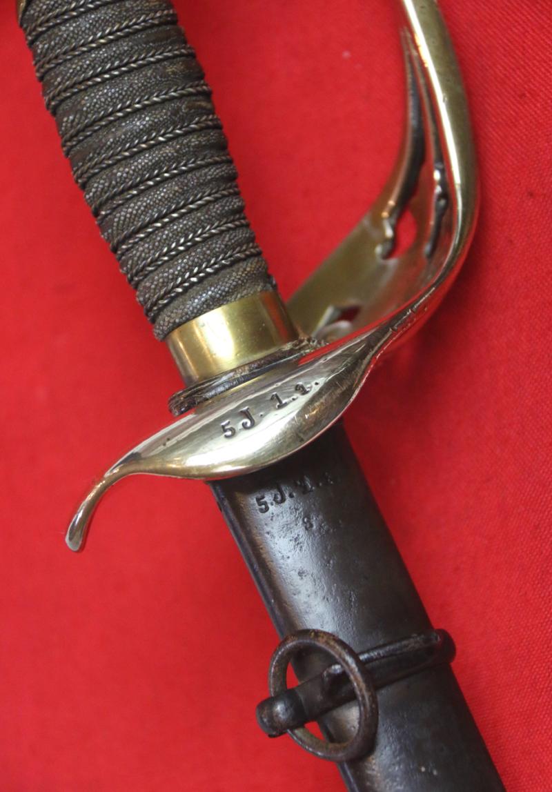 Very Fine Regimental Officer's Sword WW1 of the 5th Prussian Jäger Battalion (1st Silesian). Imperial Prussian Eagle Guard With Crest of Kaiser Willhelm IInd. Commanded By Crown Prince Wilhelm of Prussia the Heir of Kaiser Wilhelm IInd. Sword No 1