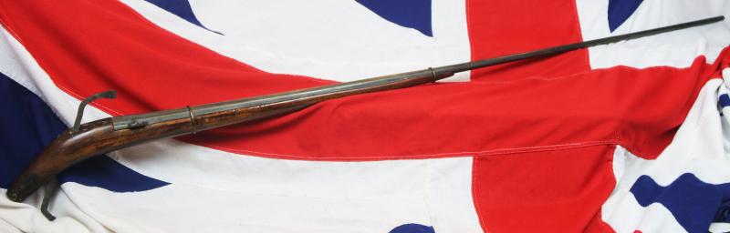 A Very Rare Ching Dynasty Imperial Chinese Military Matchlock Musket Around 1750. The Long Octagonal Barrel Bears an Imperial Seal Stamp Beneath the Breech