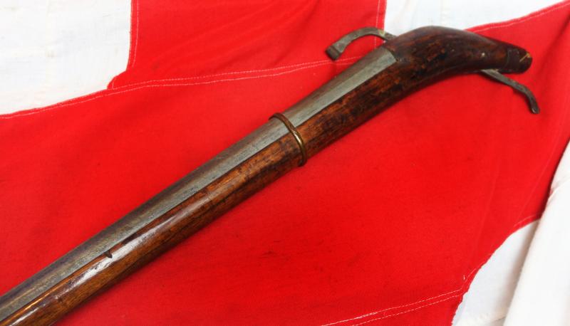 A Very Rare Ching Dynasty Imperial Chinese Military Matchlock Musket Around 1750. The Long Octagonal Barrel Bears an Imperial Seal Stamp Beneath the Breech