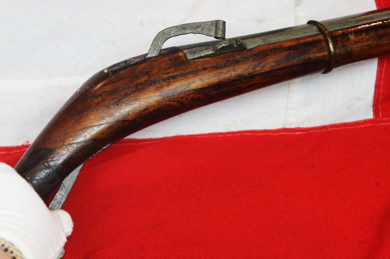 A Very Rare Ching Dynasty Imperial Chinese Military Matchlock Musket Around 1750. The Long Octagonal Barrel Bears an Imperial Seal Stamp Beneath the Breech