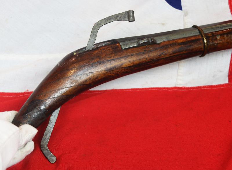A Very Rare Ching Dynasty Imperial Chinese Military Matchlock Musket Around 1750. The Long Octagonal Barrel Bears an Imperial Seal Stamp Beneath the Breech