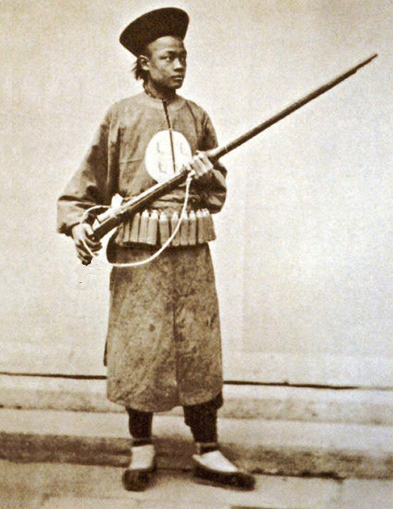 A Very Rare Ching Dynasty Imperial Chinese Military Matchlock Musket Around 1750. The Long Octagonal Barrel Bears an Imperial Seal Stamp Beneath the Breech