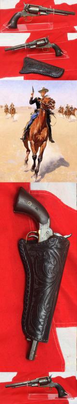 A Most Scarce, Original, US Civil War Period Remington Beals' Patent Model 1858 Navy Percussion Six-Shot Revolver, .36 Calibre In Nice Condition, Civil War Issue 1861-63, With Tooled Leather Quick Draw Holster
