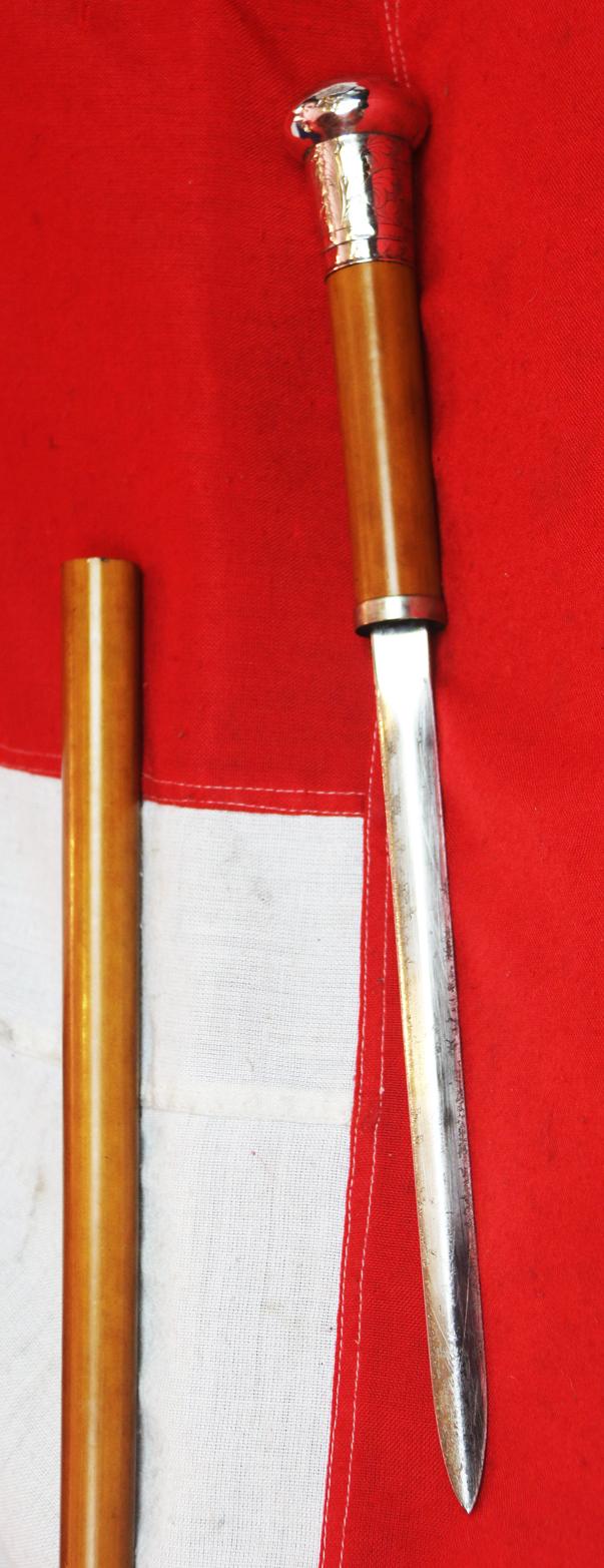 A Superb Quality, Antique, Victorian, Silver Topped Hidden, Secret, Dagger-Cane. In Fine Malacca Wood. In Fabulous Condition