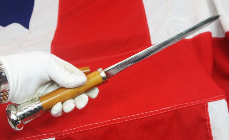 A Superb Quality, Antique, Victorian, Silver Topped Hidden, Secret, Dagger-Cane. In Fine Malacca Wood. In Fabulous Condition