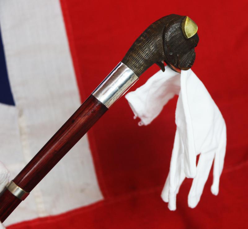 A Superb, Wonderful, & Highly Amusing, Antique Edwardian, Carved Automata Bulldog's Head Gadget Cane. That Is Not Only A 'Glove Holder' Handled Walking Stick, But A Superbly Secretly Concealed Sword-Stick