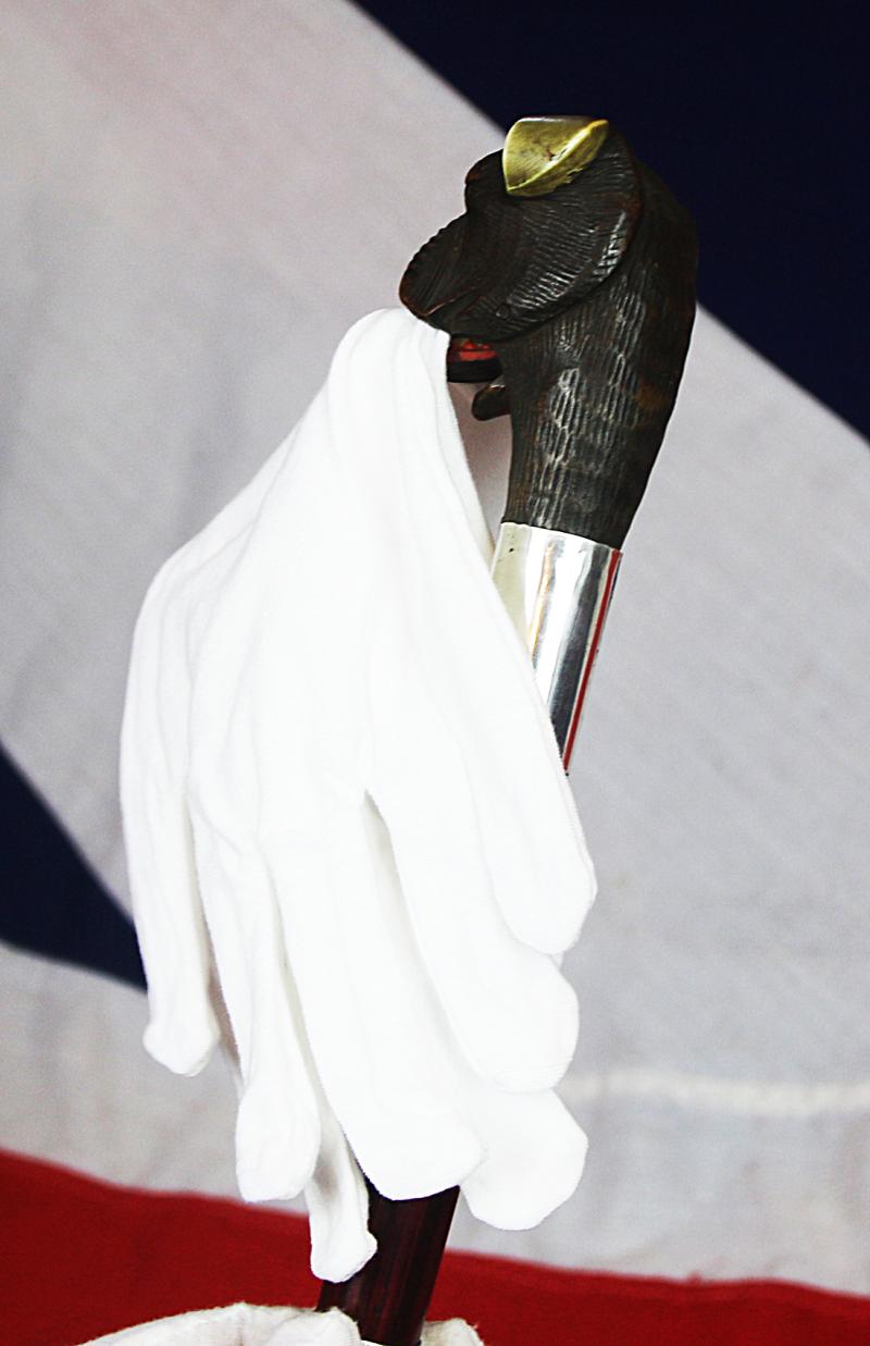 A Superb, Wonderful, & Highly Amusing, Antique Edwardian, Carved Automata Bulldog's Head Gadget Cane. That Is Not Only A 'Glove Holder' Handled Walking Stick, But A Superbly Secretly Concealed Sword-Stick