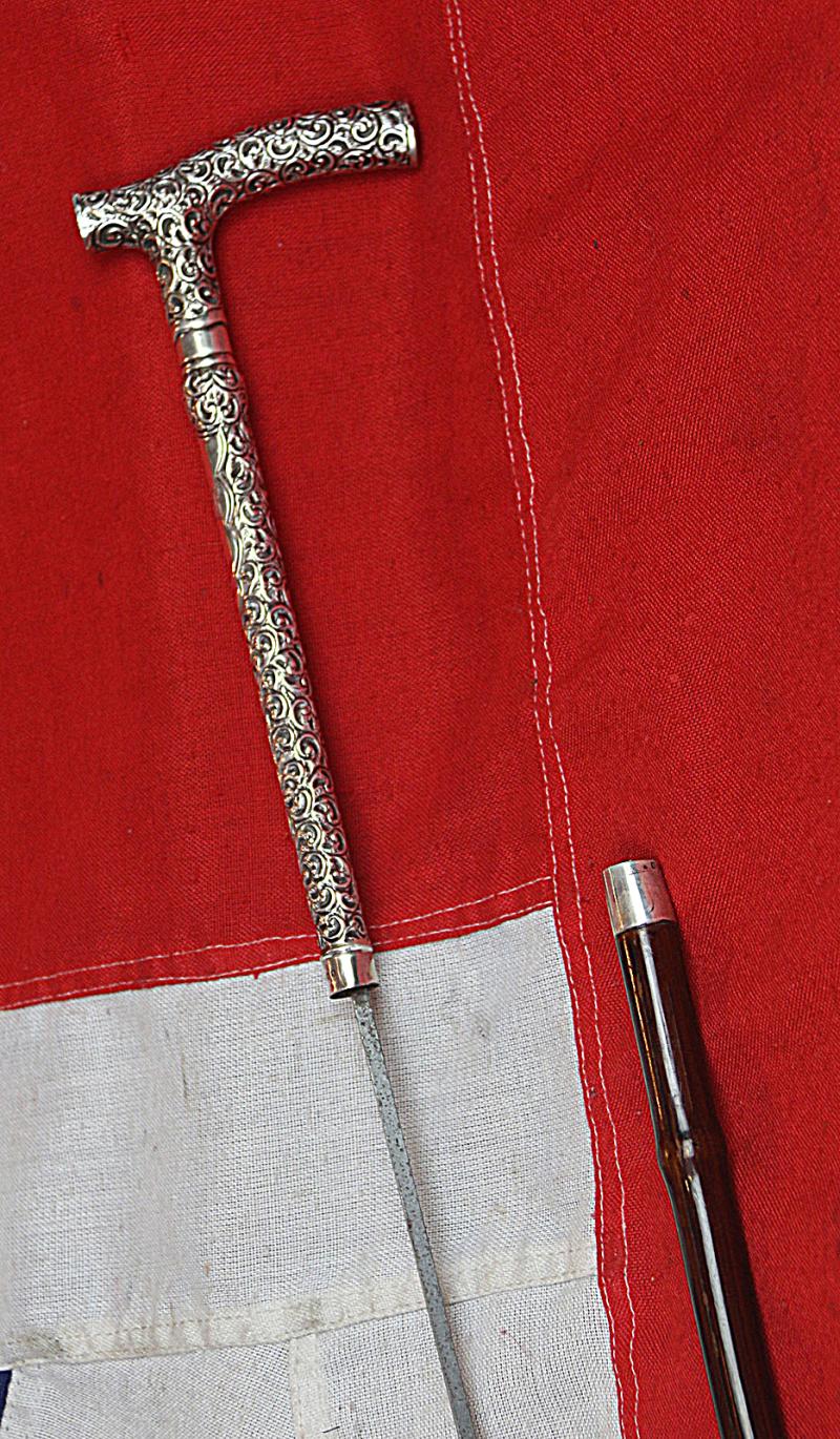 A Superb Quality, Antique, Edwardian Hallmarked Repoussé Silver Handled Sword-Stick. A Most Elegant & Sophisticated Beauty In Near Mint Condition.