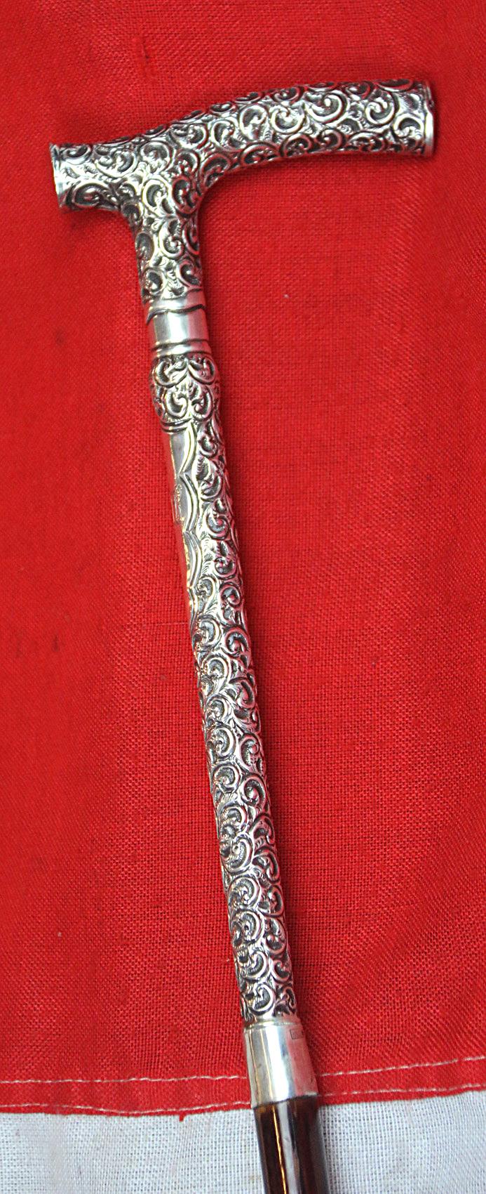 A Superb Quality, Antique, Edwardian Hallmarked Repoussé Silver Handled Sword-Stick. A Most Elegant & Sophisticated Beauty In Near Mint Condition.