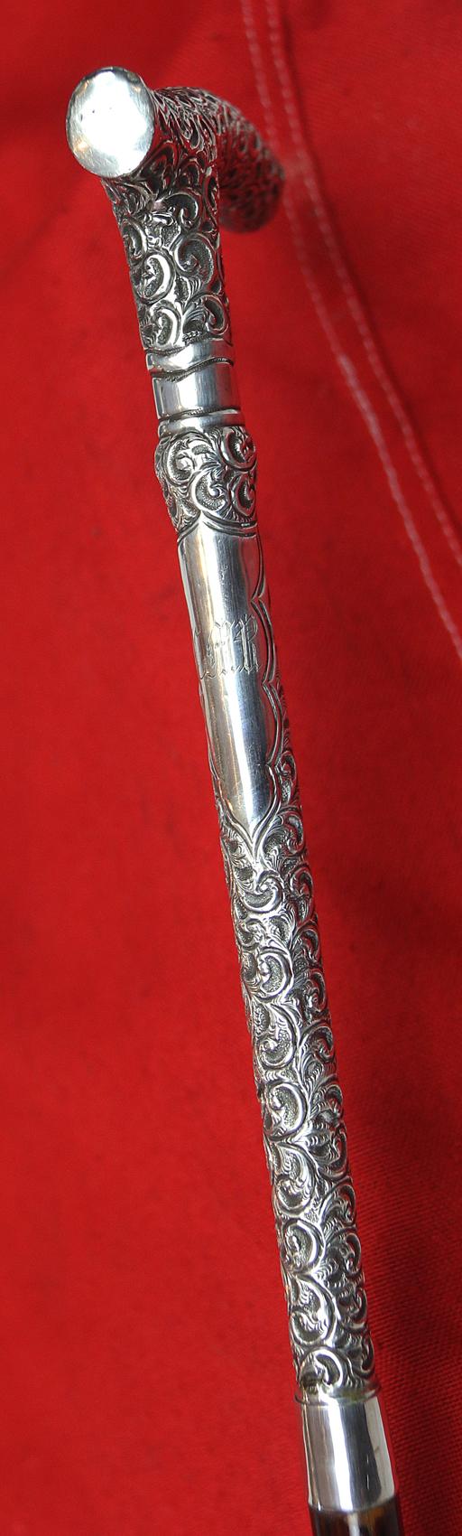 A Superb Quality, Antique, Edwardian Hallmarked Repoussé Silver Handled Sword-Stick. A Most Elegant & Sophisticated Beauty In Near Mint Condition.