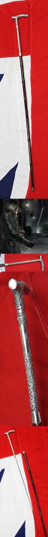 A Superb Quality, Antique, Edwardian Hallmarked Repoussé Silver Handled Sword-Stick. A Most Elegant & Sophisticated Beauty In Near Mint Condition.