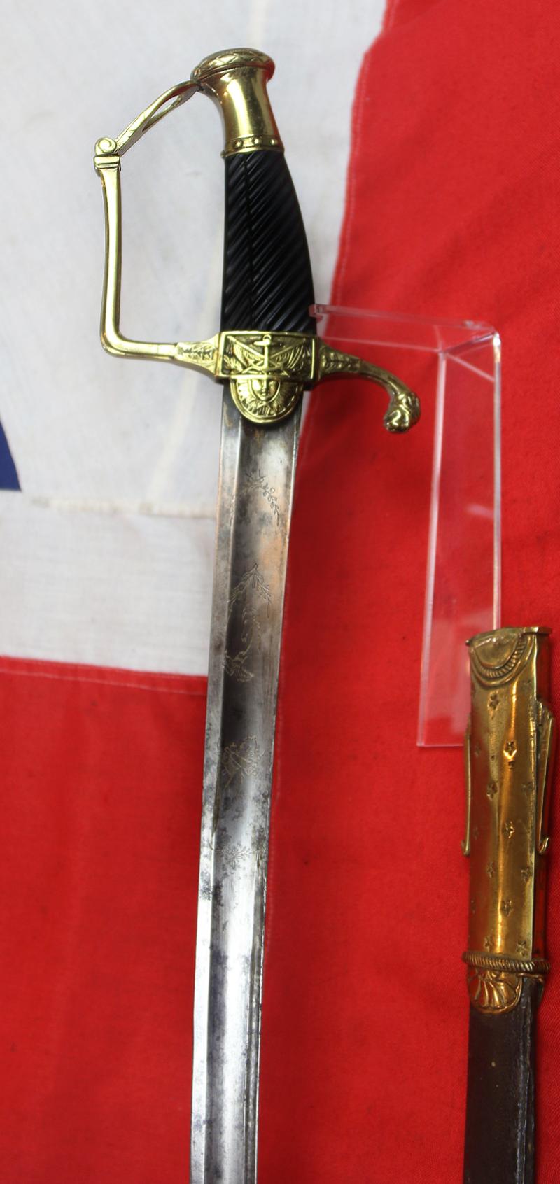 An Incredibly Rare French Naval, Sabre D'Officier De Marine Model Prairelle An XII 1804. Officer's Sword, Most Likely Surrendered or Captured At Trafalgar in 1805. Possibly Even From the Redoutable or Bucentaure