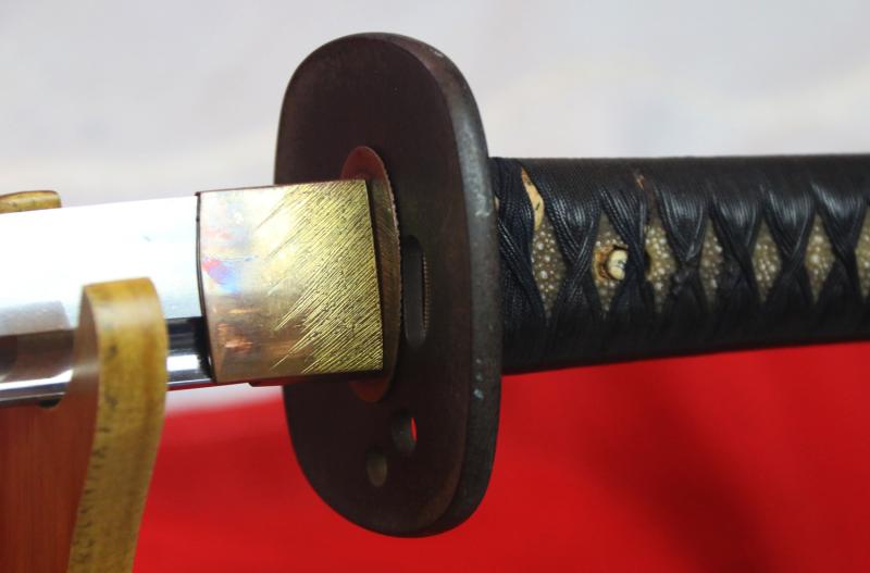 A Beautiful, Signed Samurai Long 17th Century Katana With Very Fine Edo Period Mounts Including Fabulous Quality Hand Chisselled Silver Fuchi Kashira of Takebori Turbulent Seas and Sea Shells. Signed Hisamichi