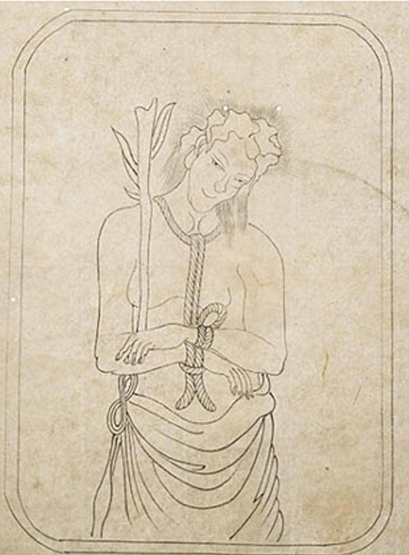 An Edo Tettsu Krishitan {Christian} Tsuba Of Twin Symbols of The Rope And The Cross. In Superb Condition & Traditionally Boxed For Display. From A Very Fine Collection Of Beautiful Antique Tsuba