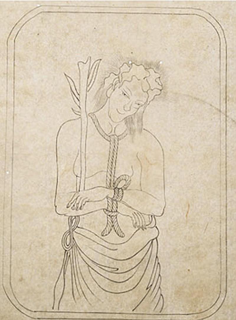 A Stunning Edo Period Tettsu {iron Plate} Krishitan {Christian.} Tsuba, Of The Holy Cross, Heavenly Eight Pointed Stars in Gold, & The River Of Life in Silver. In Superb Condition & From A Very Fine Collection of Tsuba.