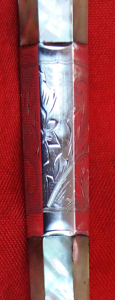 A Beautiful & Superb Quality, Antique, Late Victorian, Finely Engraved Silver & Mother O'Pearl Handled Sword-Cane. A Most Elegant & Sophisticated Work of Art In Near Mint Condition.