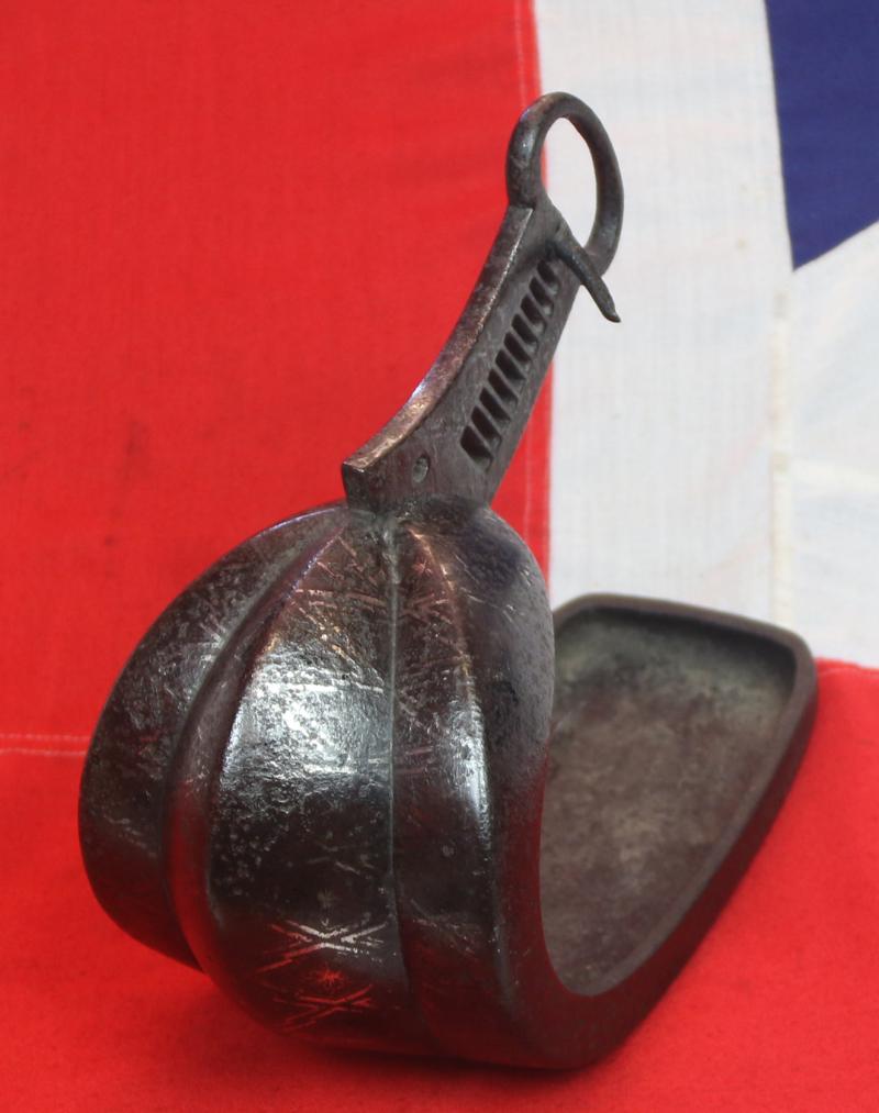 A Very Attractive, Edo Era 17th to 18th Century Samurai's Tetsu Abumi Stirrup, Inlaid With Silver in a Geometric Pattern