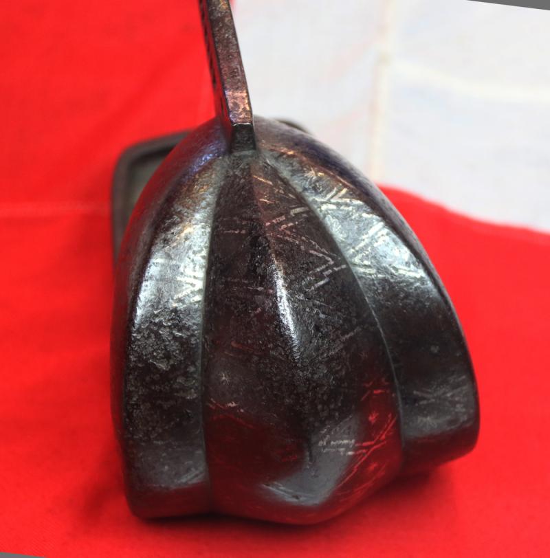 A Very Attractive, Edo Era 17th to 18th Century Samurai's Tetsu Abumi Stirrup, Inlaid With Silver in a Geometric Pattern