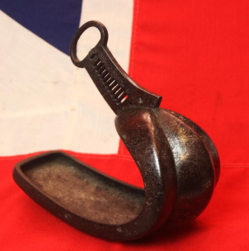 A Very Attractive, Edo Era 17th to 18th Century Samurai's Tetsu Abumi Stirrup, Inlaid With Silver in a Geometric Pattern