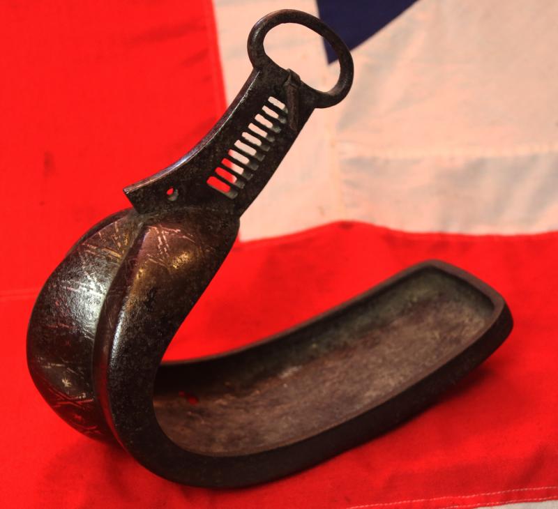 A Very Attractive, Edo Era 17th to 18th Century Samurai's Tetsu Abumi Stirrup, Inlaid With Silver in a Geometric Pattern